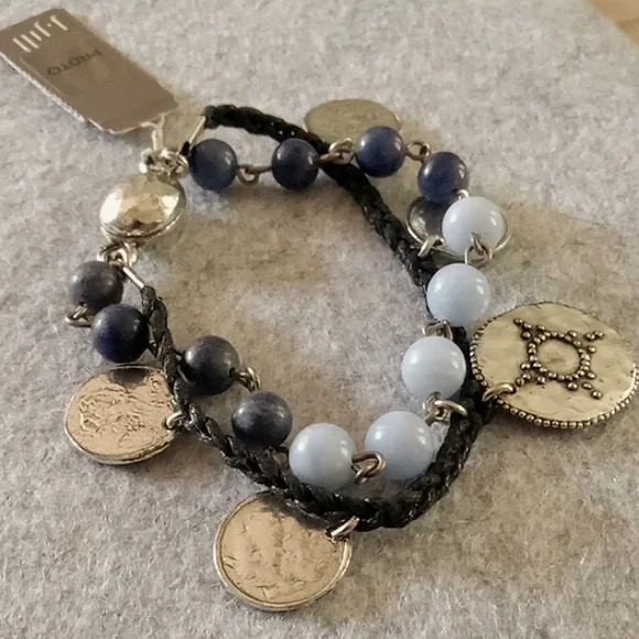 J. Jill Blue and Silver Beaded Charm Bracelet - Picture 10 of 11